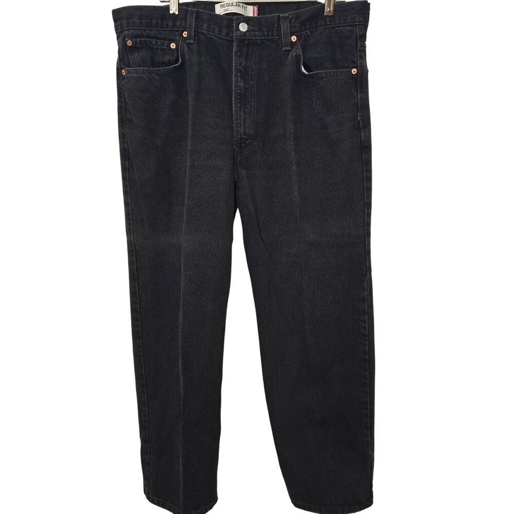 Levi's 505 Jeans Black Straight Leg Regular Fit Mens 40x30 Cotton Zip Fly Y2K